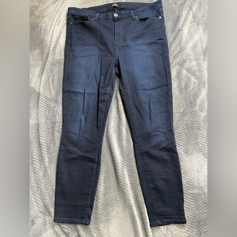 Paige Hoxton Ankle Dark Wash Skinny Jeans 34
